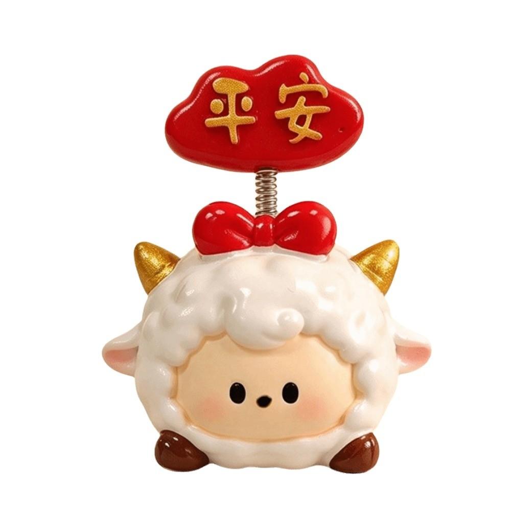 Resin Auto Interior Lamb Ornament Creative Zodiac Sheep Statue Chinese Zodiac Figurine  Table Decor