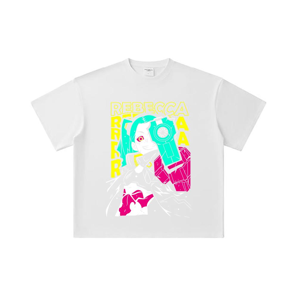 260 GSM Double Yarn 32 Count 100% Cotton Cyberpunk Edgerunners V5 Rebecca Print Unisex Heavy Cotton T Shirt