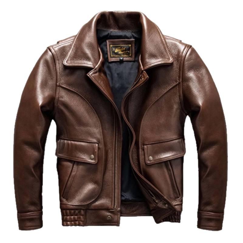 2025 Men's Slim Fit Lapel Leather Jacket - Autumn/Winter Collection