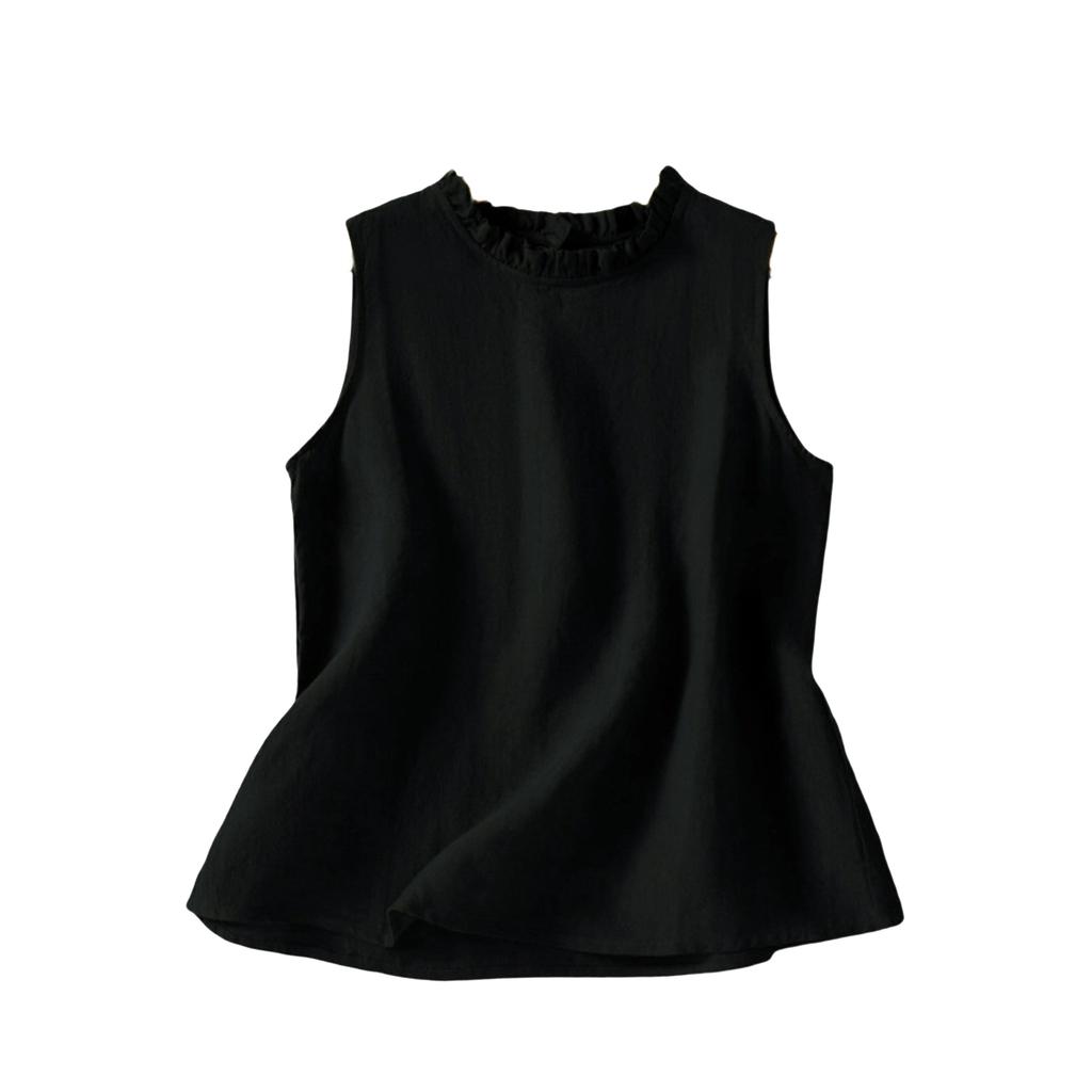 Women's Ruffled Collar Cotton And Linen Vest