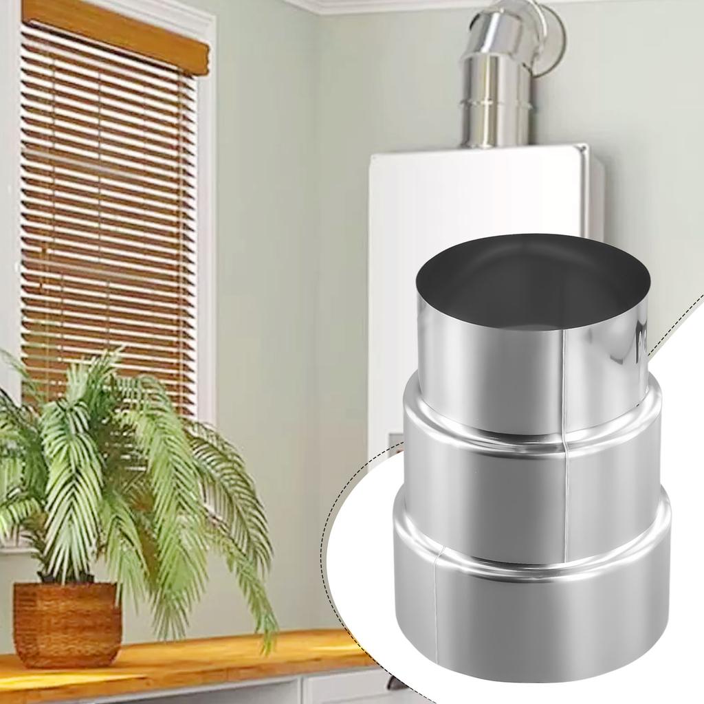 1pc Exhaust Pipe Adapter Stainless Steel Flue Exhaust Pipe Reducing Joint Chimney Adaptor Flue Liner Reducer Tubing Connector