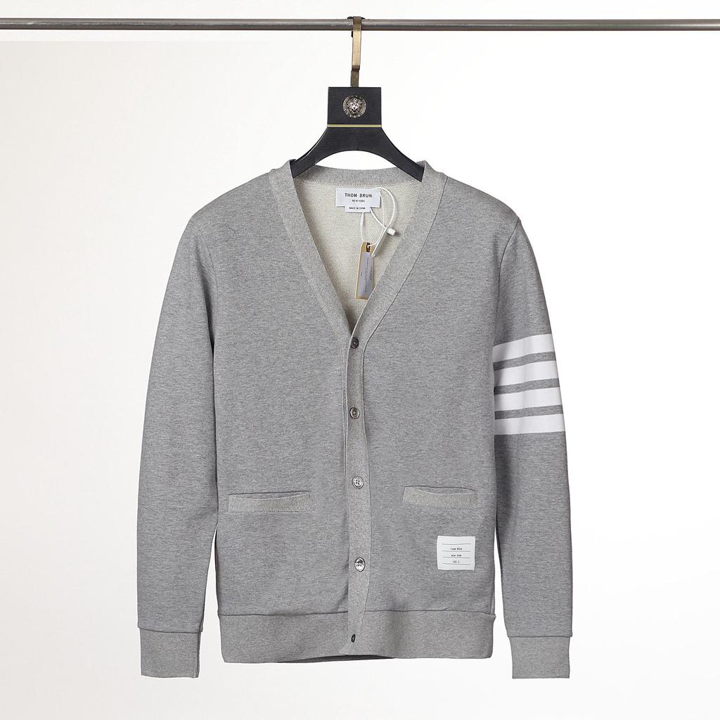 Unisex College Style Cotton Yarn-Dyed Casual Cardigan Jacket