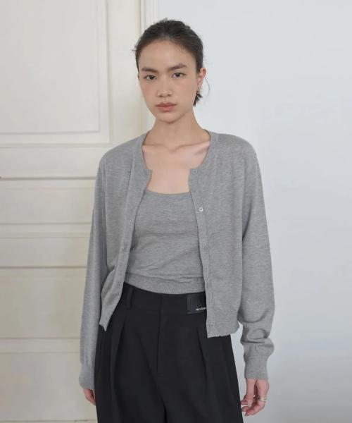 Majone M Basic Knit Cardigan_Gray Grey/One Size