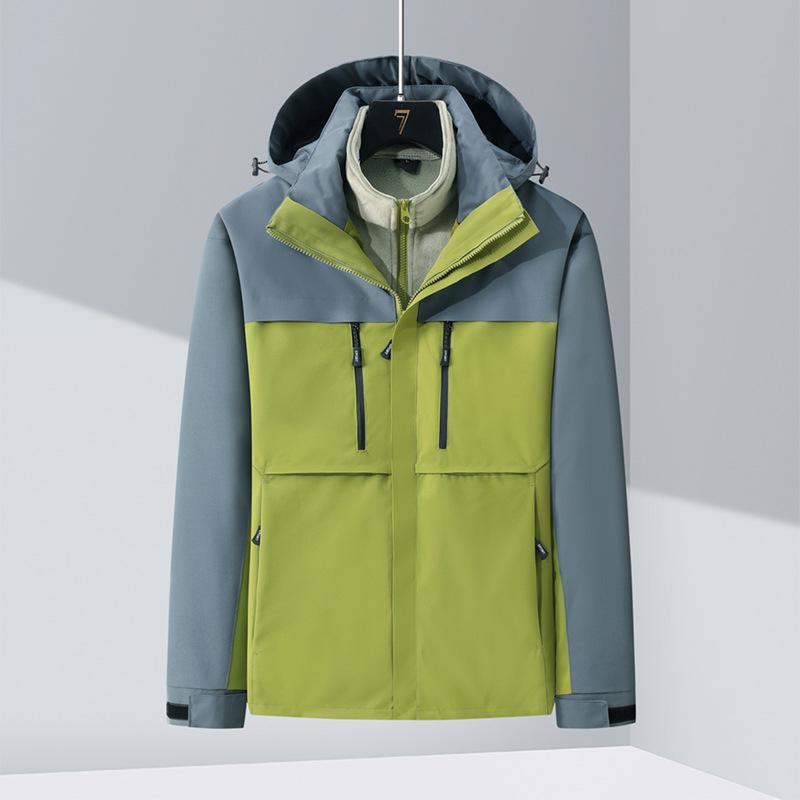 Three-in-One Outdoor Jacket: Fleece Liner, Waterproof, Windproof, Custom Logo