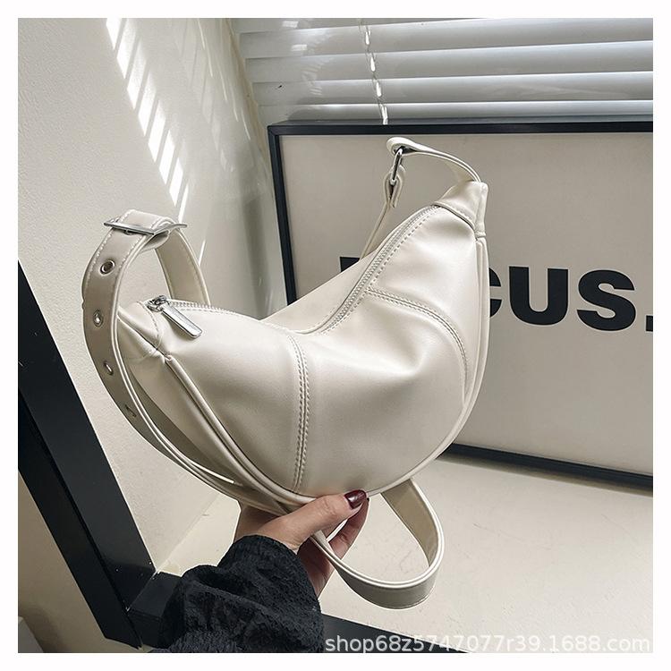 New Stylish Simple Casual High-end Dumpling Bag Versatile Commuter Solid Color Niche Design Messenger Bag Woman