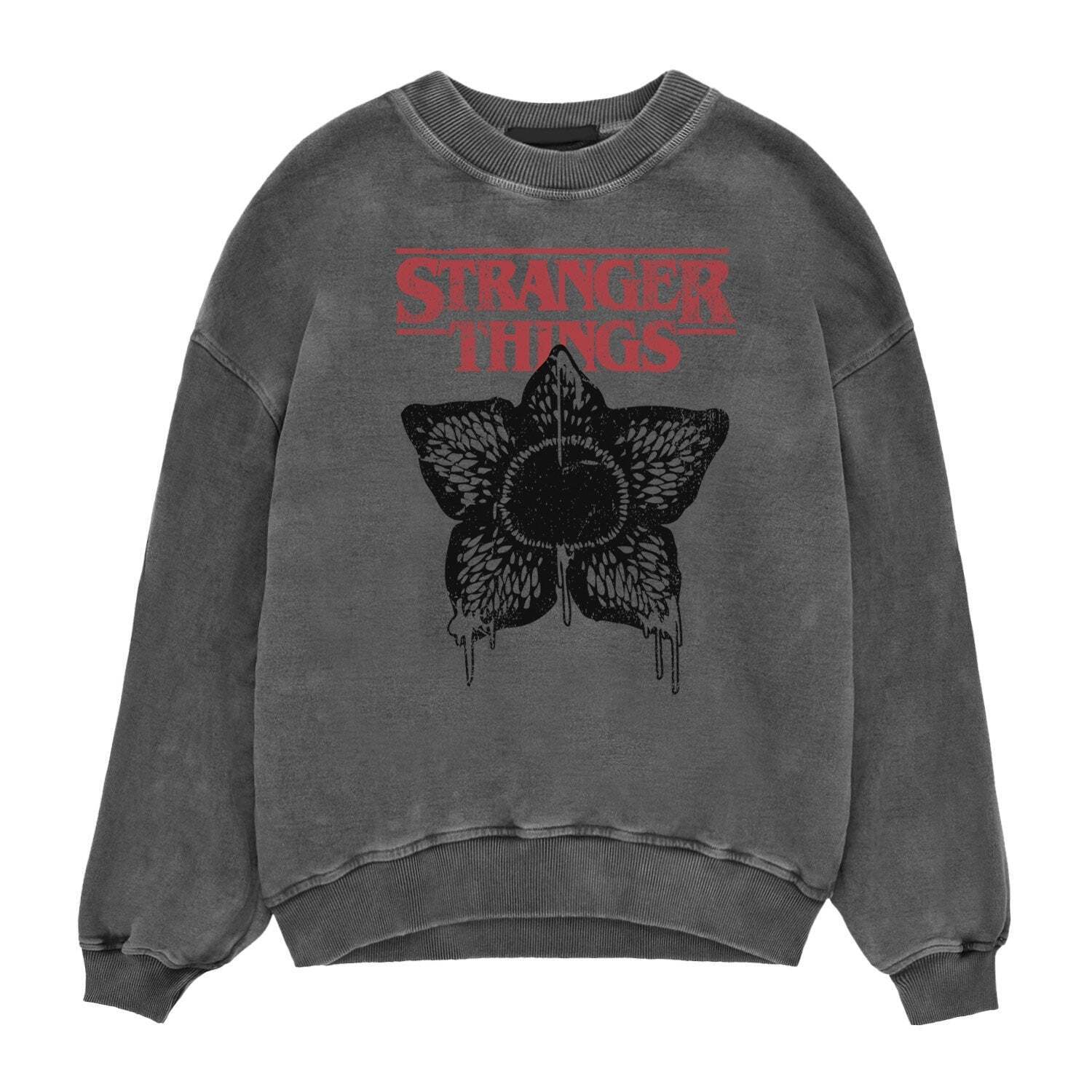 Stranger Things Horror Silhouette Acid Wash Unisex Sweatshirt S