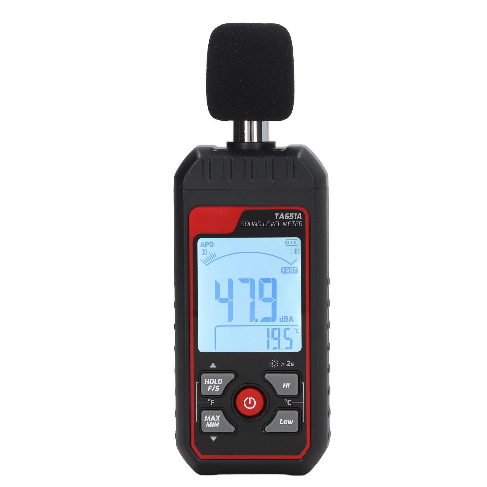

Sound Level Meter Sensitive Accurate Measurement Quick Response LCD Backlit Noise Tester Black