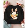 Kids Crewneck Sweatshirt, Cute White Rabbit Carrot Print Long Sleeve Casual Top for Spring Autumn