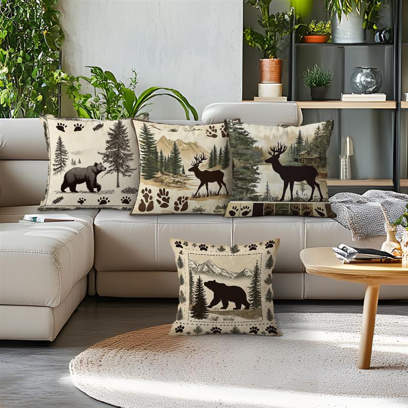 Rural Style Wildlife Cushion Pillowcase Printed Polyester 45x45cm Throw Pillow Cover Decorative Sofa Cushion Pillowslip Decor