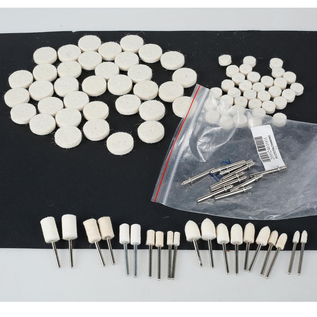 100 Pcs Felt Polishing Wheel Wool Pad Grinding Sanding Head Abrasive Buffing Wheel Shank Cotton Thread Polishing Mini Brush