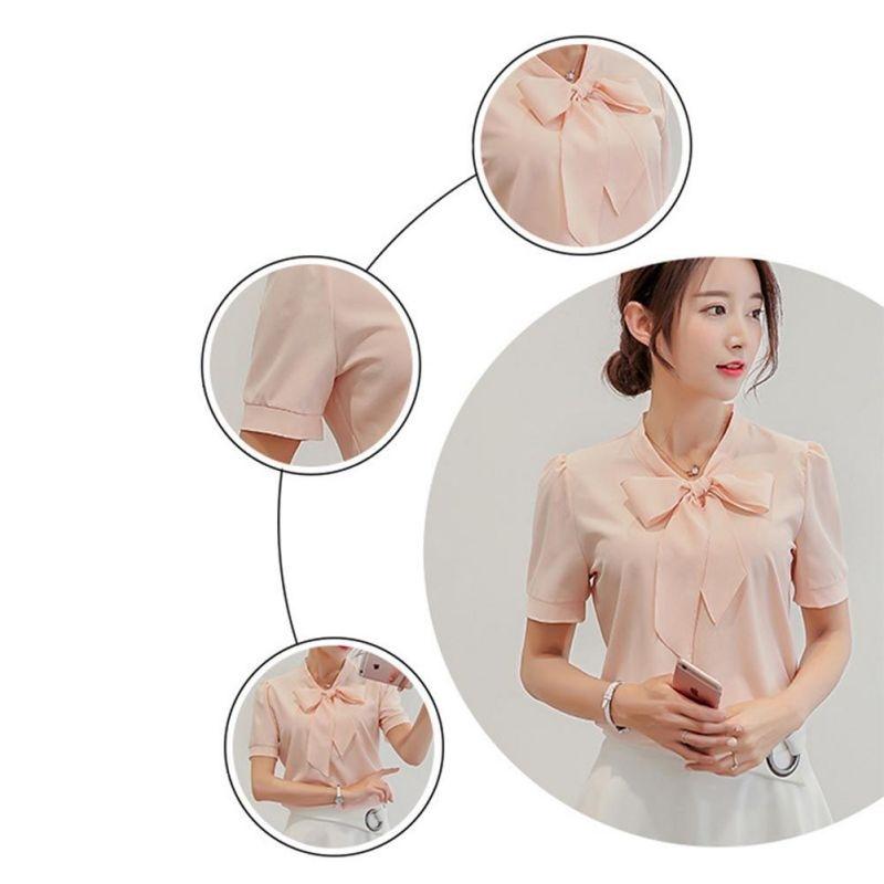Blusar Skjortor i Chiffong för Damer Lång Kort Ärm Två Stilar Kontor Kvinnors Skjortor Flickor