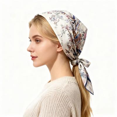 68Cm Fresh Floral Scarf Women'S Autumn And Winter Polyester Fiber Scarf Multi-Purpose Warm Sun Protection Headscarf Neck Shawl