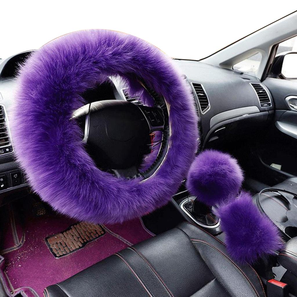 Purple Universal Fashion Furry Faux Wool Fur Steering Wheel Cover car Interior auto Accessories 15 38cm Purple Universal Fashion Furry Faux Wool Fur Steering Wheel Cover car Interior auto Accessories 15 38cm