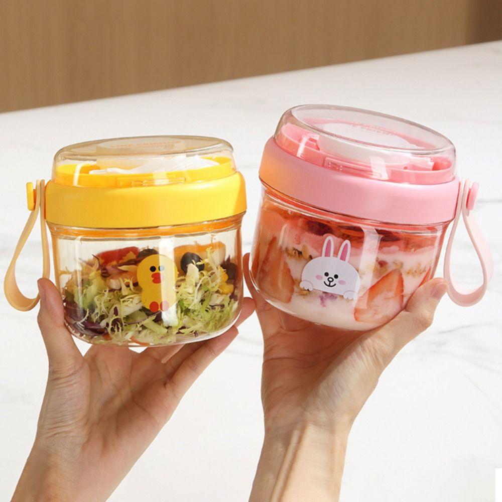 New 650ml Breakfast Cups Seal Handheld Yogurt Bowl with Spoon Reusable Salad Cup for Oatmeal Cereal Nut Yogurt