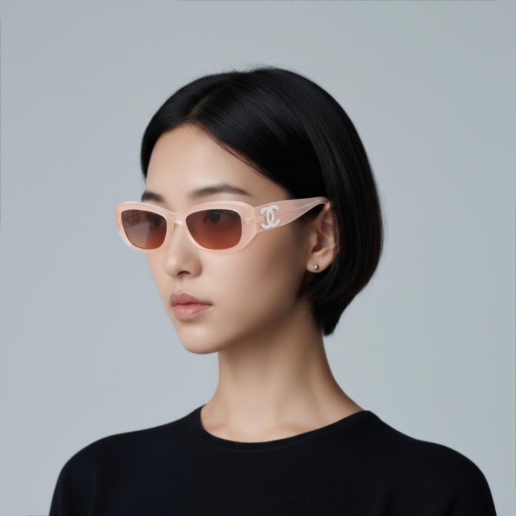 Chanel Semi-Transparent Irregular Frame Sunglasses Women Sunglasses Pink CH5493-C1732/18