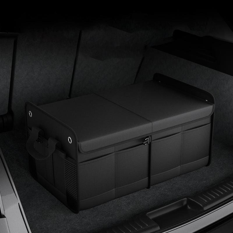 Car Storage Box SUV Cargo Storage Container Storage Tool with Mesh Pocket Car Trunk Organizer Collapsible Auto Accessory