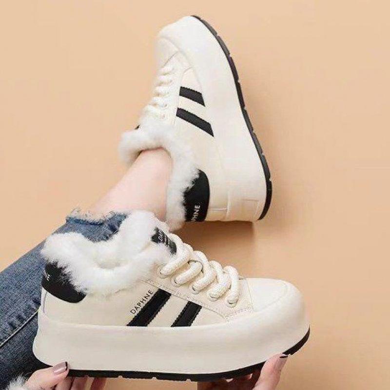 

Зимняя женская обувь сноубутсы 2025 новая платформа белые ботинки на толстой подошве спортивная и повседневная обувь теплые хлопковые ботинки 35