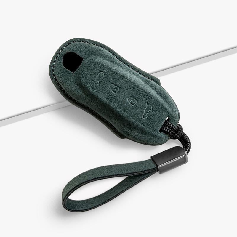For Porsche Macan EV 2024-25 Imported Suede Smart Key Keyless Remote Entry Fob Case Cover Key Case for Car