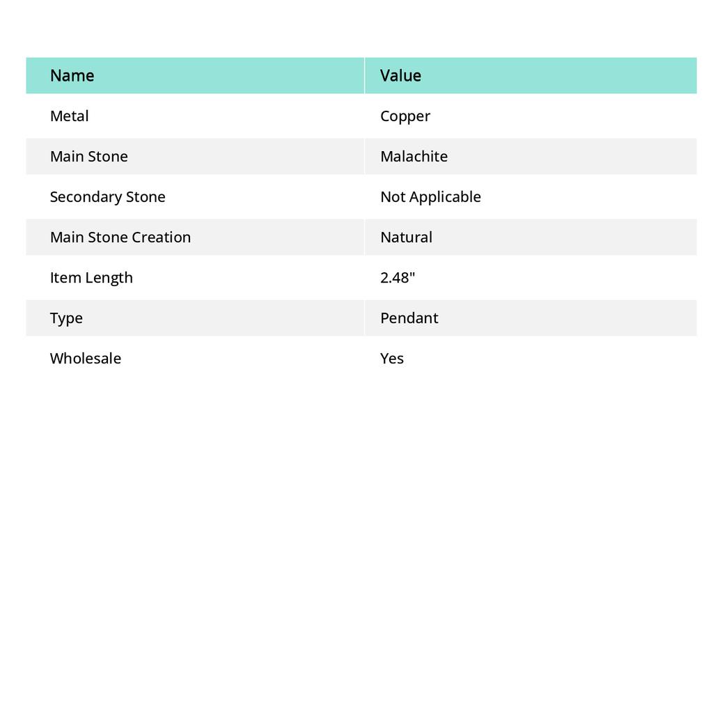 Malachite Gemstone Copper Wire Wrap Jewelry Pendant 2.48" u9C70