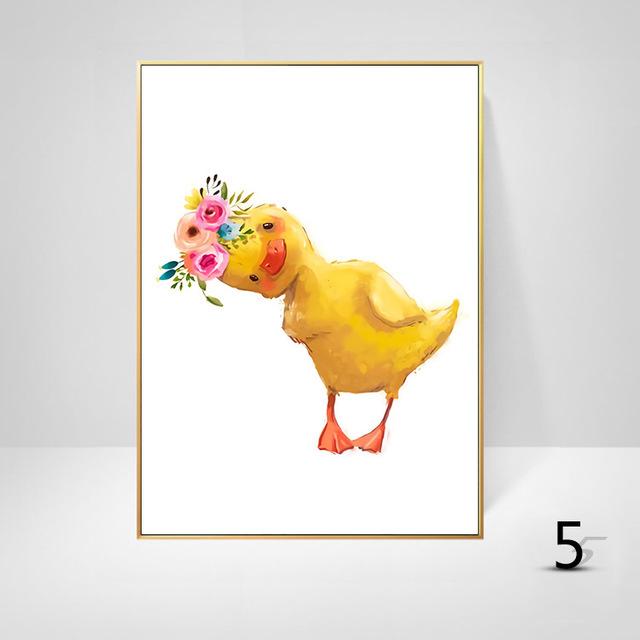 Moderne Cartoon Tier Fuchs Elefant Bär Nordic-Stil Kinderzimmer Dekorative Malerei Hängende Malerei Leinwand Wand Kunst Spielzeug