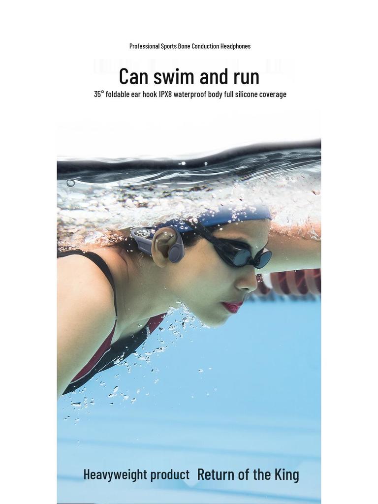 ES-910 Bone Conduction Bluetooth Headphones, IPX8 Waterproof, 32GB Memory, Perfect for Swimming and Sports