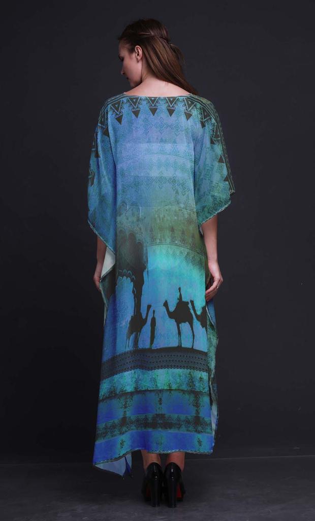Phagun Camel Mughal Beach Kaftan Bikini Cover Up Womena    S Maxi Dress Long