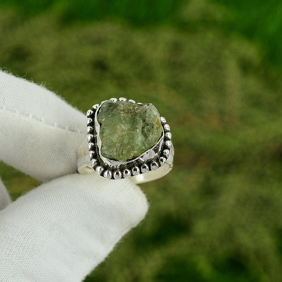 Mothers day Sale Prehnite Gemstone 925 Silver Wife New Stackable Ring Size 8.5