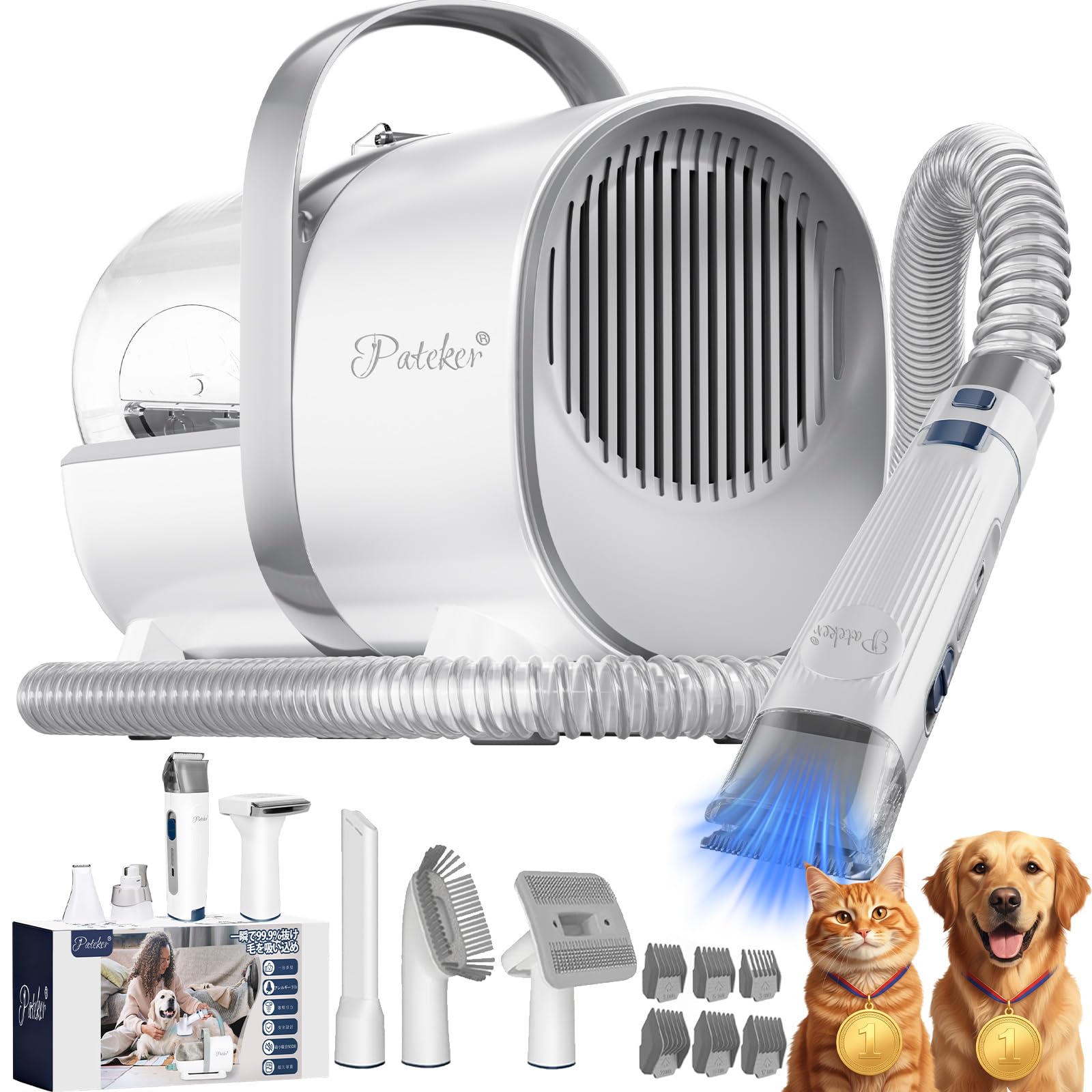 

by Professional Pet Clipper Set Pet Grooming Vacuum Brush and Vacuum in One Dog Vacuum Automatic Suction for Shedding Care Low Noise Grooming Device