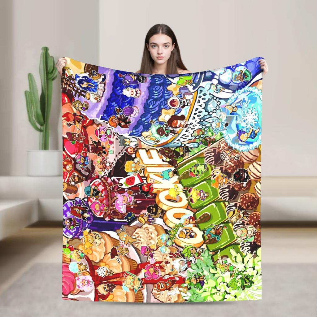 Cookie Run Kingdom Pure Vanilla Cookie Flannel Throw Blanket  for Bedspreads Knitted Blanket Office Super Soft Breathable