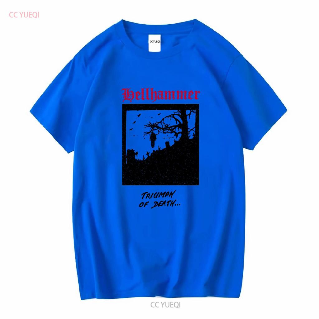 Hellhammer T-Shirt lange oder kurze Ärmel vintage gewaschen Mode Streetwear homme Bequem Unisex Designerkleidung Weich