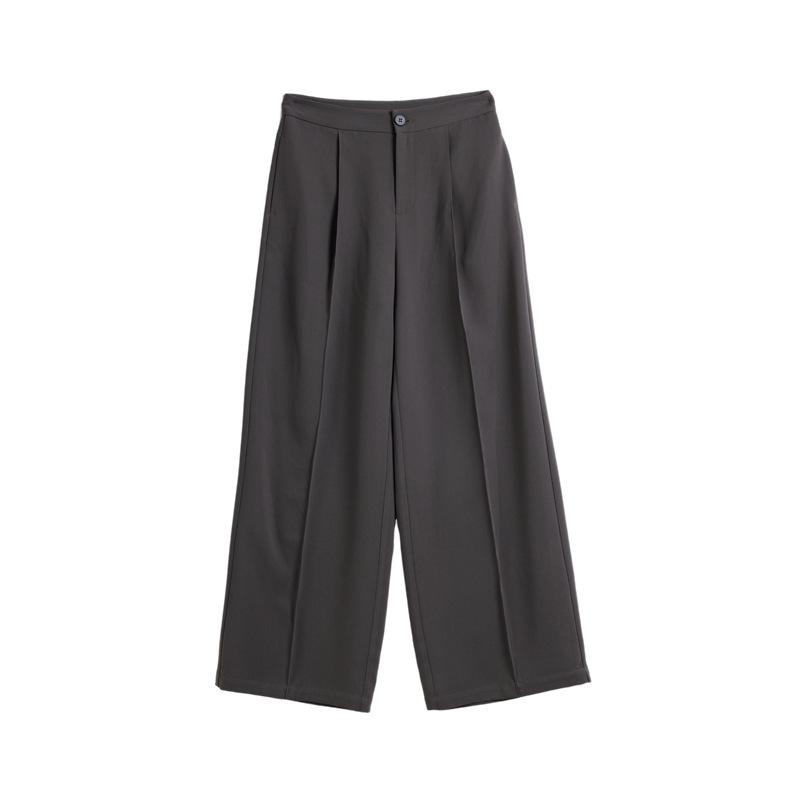 

Minimalist Women s High Waist Straight-Leg Trousers - Spring Collection, Double Pleat, Wide-Leg Design (Style 86086) Large