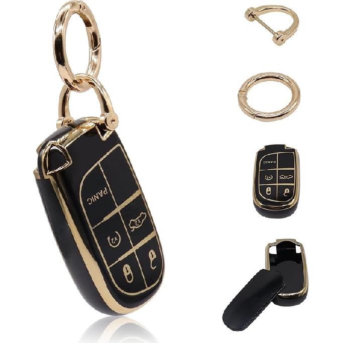 Elegananccy For Jeep Key Fob Cover, Soft Full Protection Key Case Shell Compatible With Jeep Smart Key 3 4 5 Buttons Protector (White)