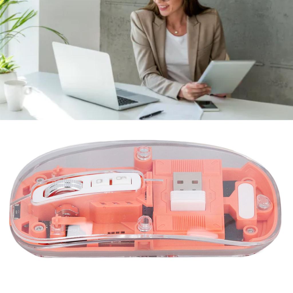 Wireless Mouse 1 2 2.4GHz 3 Mode Silent DPI Rechargeable Transparent Mouse for PC Laptop Tablet