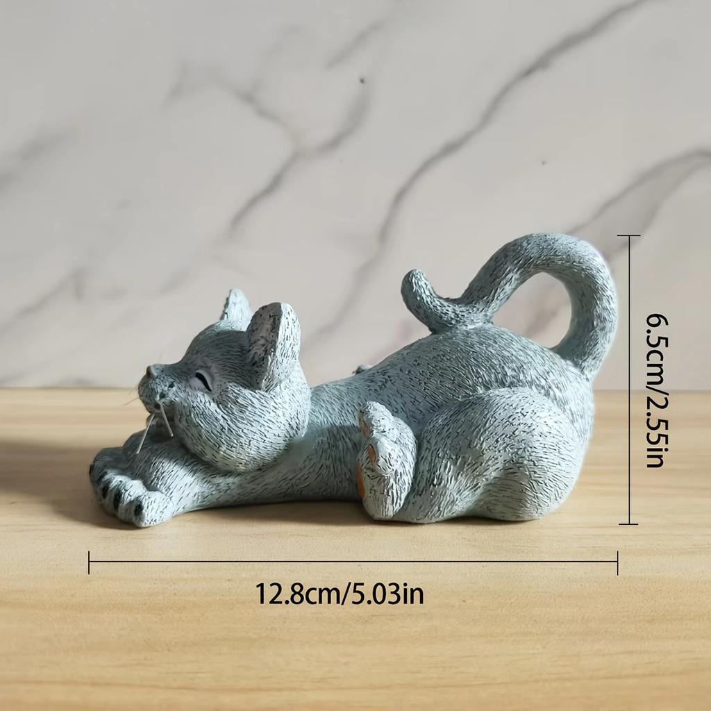 Nuovo Gatto Cartone Animato Che Si Stira Artigianato in Resina Ornamento da Scrivania