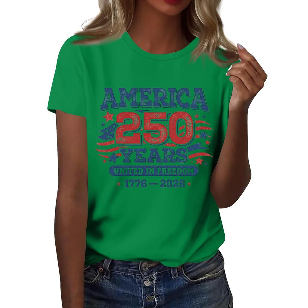 Modieus Casual Dames T-shirt met Korte Mouwen en Print Ronde Hals Top