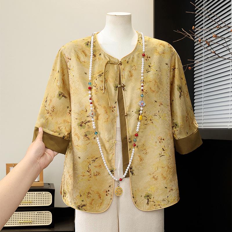 

Chinese Style Women s Spring/Summer Cardigan for Mid-Aged & Elderly - Thin, Fashionable Mother s Wear 5XL (suggested 155-165 jin)