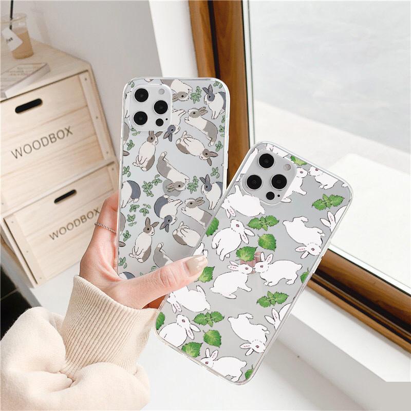 Cartoon Cute Rabbit Animal Clear Phone Case for Iphone 7 8 Plus SE 2020 11 12 13 Pro Max X XS MAX XR Back Soft Transparent Cover