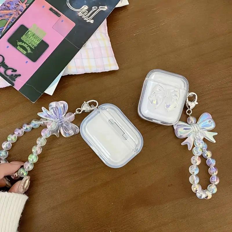 The 3D Bow Is Suitable for AirPods 1st Generation Protective Cover, 2nd Generation 1st Generation Pro1, and Apple Bluetooth Earphones with Transparent