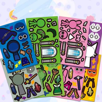 8Pcs Cartoon Sprunkie Stickers Make Your Own Sprunkie Sticker Make A Face Stickers For Kids Diy Stickers Party Supplies Crafts