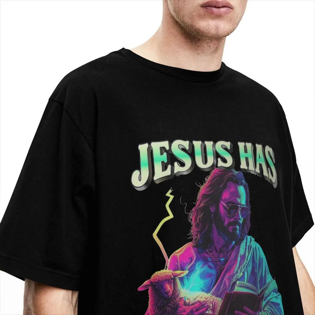 All Seasons Jesus Has Rizzen Funny Sarcastic T Shirt Merch Christ Pure Cotton Catholic Bible Faith T-shirt Tee Shirt