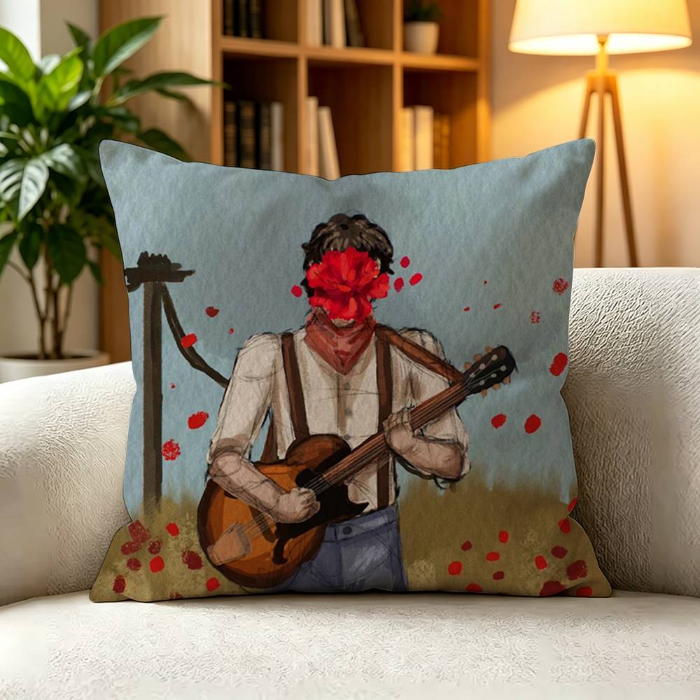 HHadestown Eurydice Vintage Folk Broadway Square DoubleSided printed Pillow Case Bedroom Bedside Pillow Sofa Cushion Cover