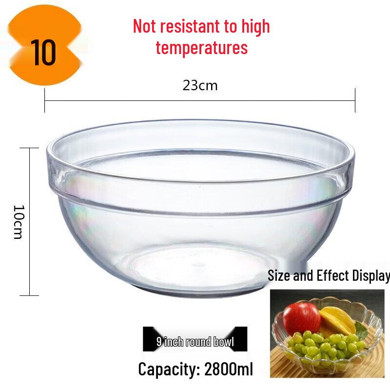 Jingbaodi Clear Acrylic Round Serving Bowl 23cm
