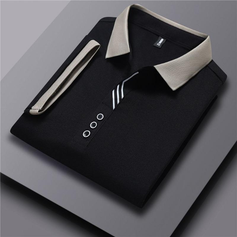 American Business Summer POLO Shirt Men's Niche Short-sleeved Middle-aged Solid Breathable Simple Lapel