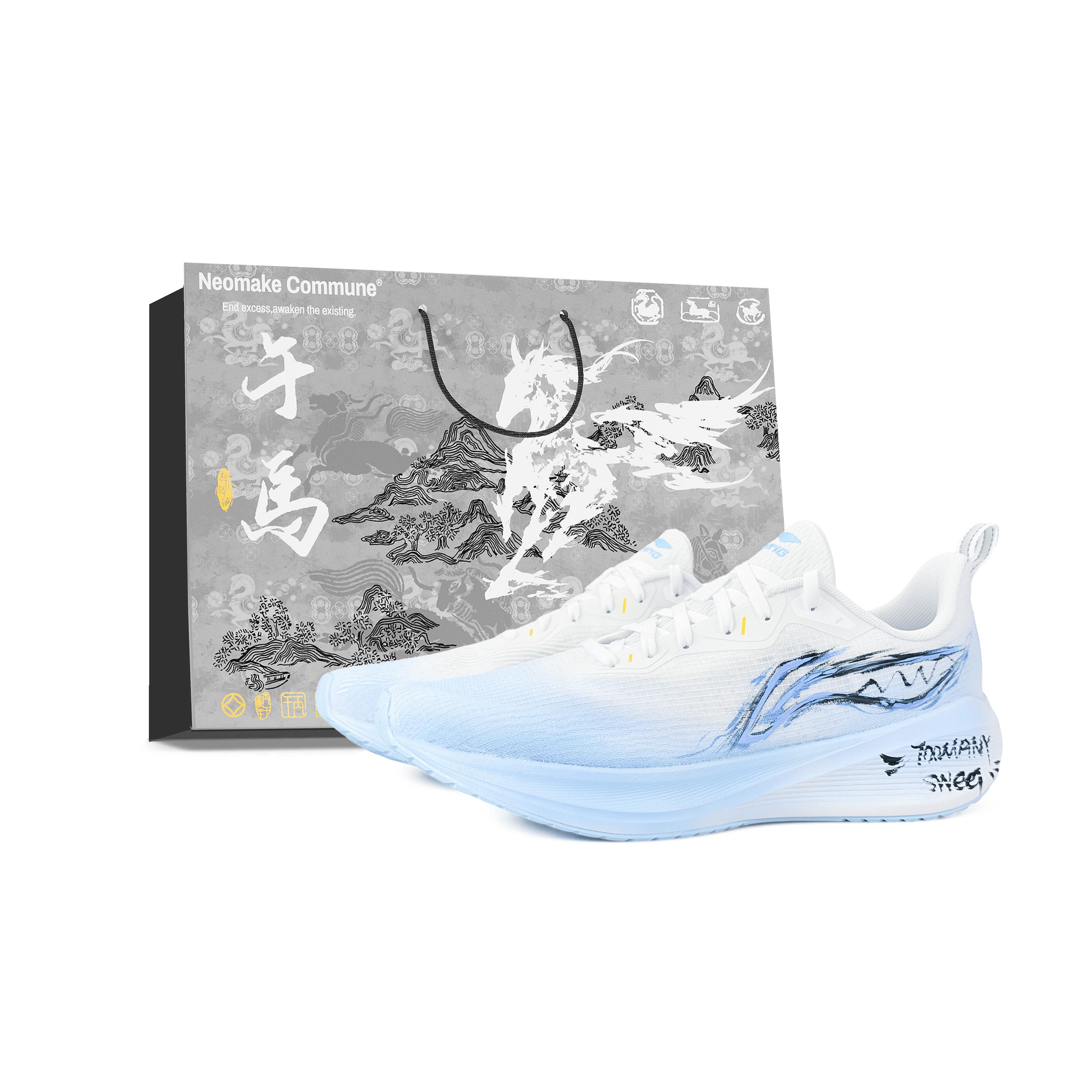 Li Ning Wuyue Амортизирующие Дышащие Низкие Беговые Кроссовки Мужские Сине-Белые ARST003-1(Team537-LD) 42