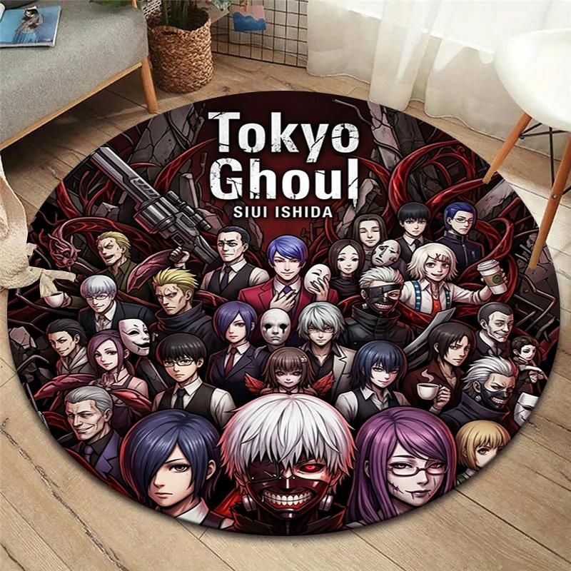 Tokyo Ghoul Okrągły Dywanik Dywan do Salonu Sypialni Sofy Pokoju Zabaw Dekoracja Antypoślizgowa Mata Podłogowa