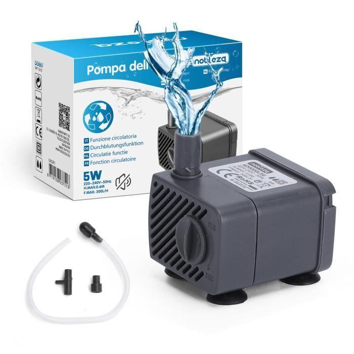 Nobleza - Pompe Submersible (5W, 300L/h) De Remplacement Pour Aquarium, Fontaine.. Avec Accessoires.