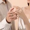 1 Pair Towards Happiness Overlap Opening Couple Ring Copper Plated Platinum Men Women Wheat Shape Finger Jewelry