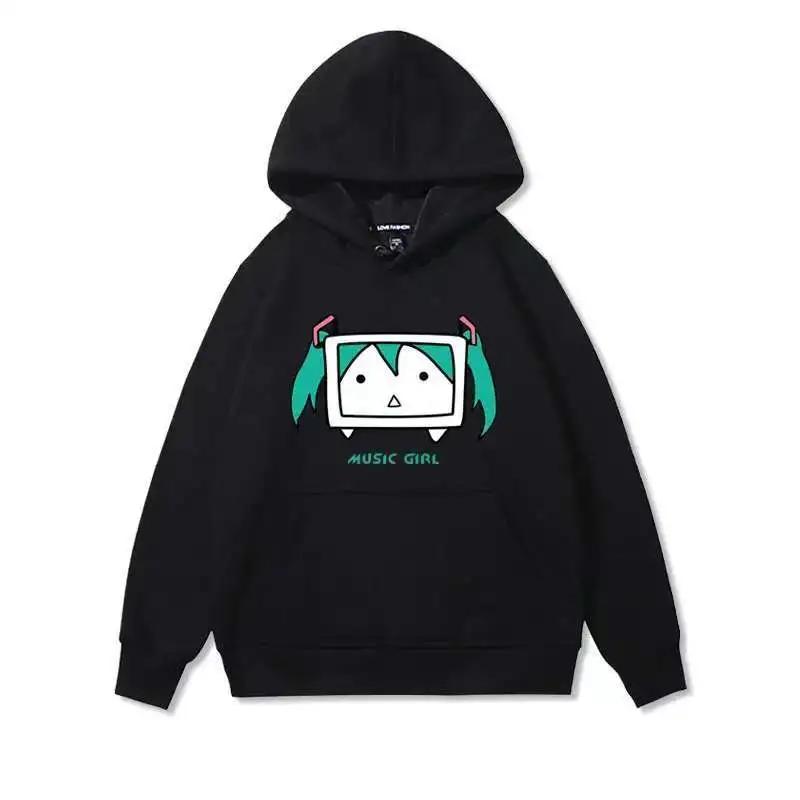 2025 MINISO Hatsune Miku Men's Hoodie - Anime Licensed Quick Dry Comfort Fit S-4XL Sweatshirt Harajuku