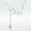 Avle Korean 925 Sterling Silver Naughty Kitten Diamond Necklace YSCN232