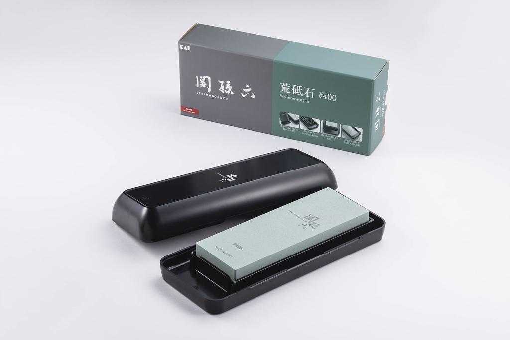 Kai Seki Magoroku Coarse Knife with Storage Made in AP0329 Sharpener, #400, Case, Japan,